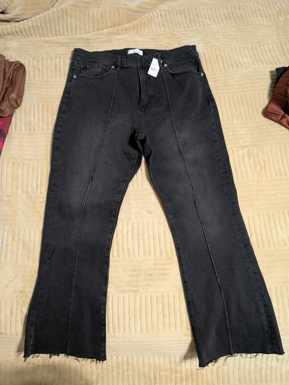 LOFT Black High-Rise Seam-Front Flare Jeans